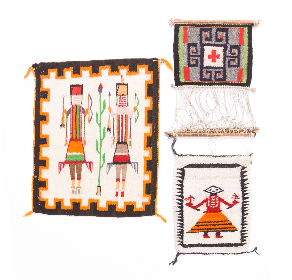 THREE NATIVE AMERICAN MATS.