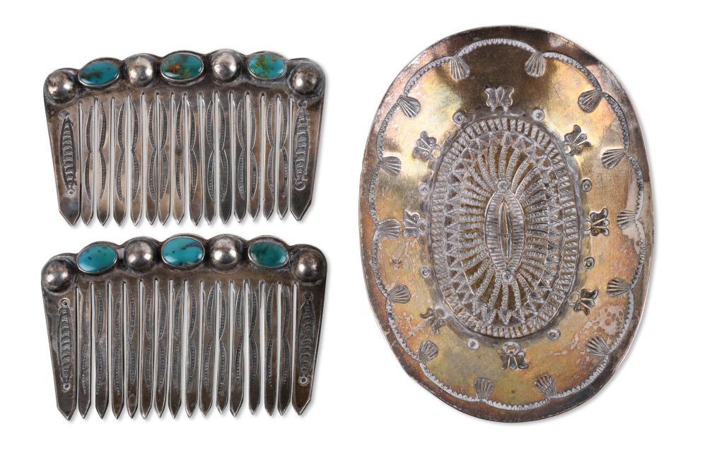 THREE NATIVE AMERICAN SILVER WORKS,