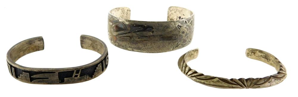THREE NATIVE AMERICAN STERLING