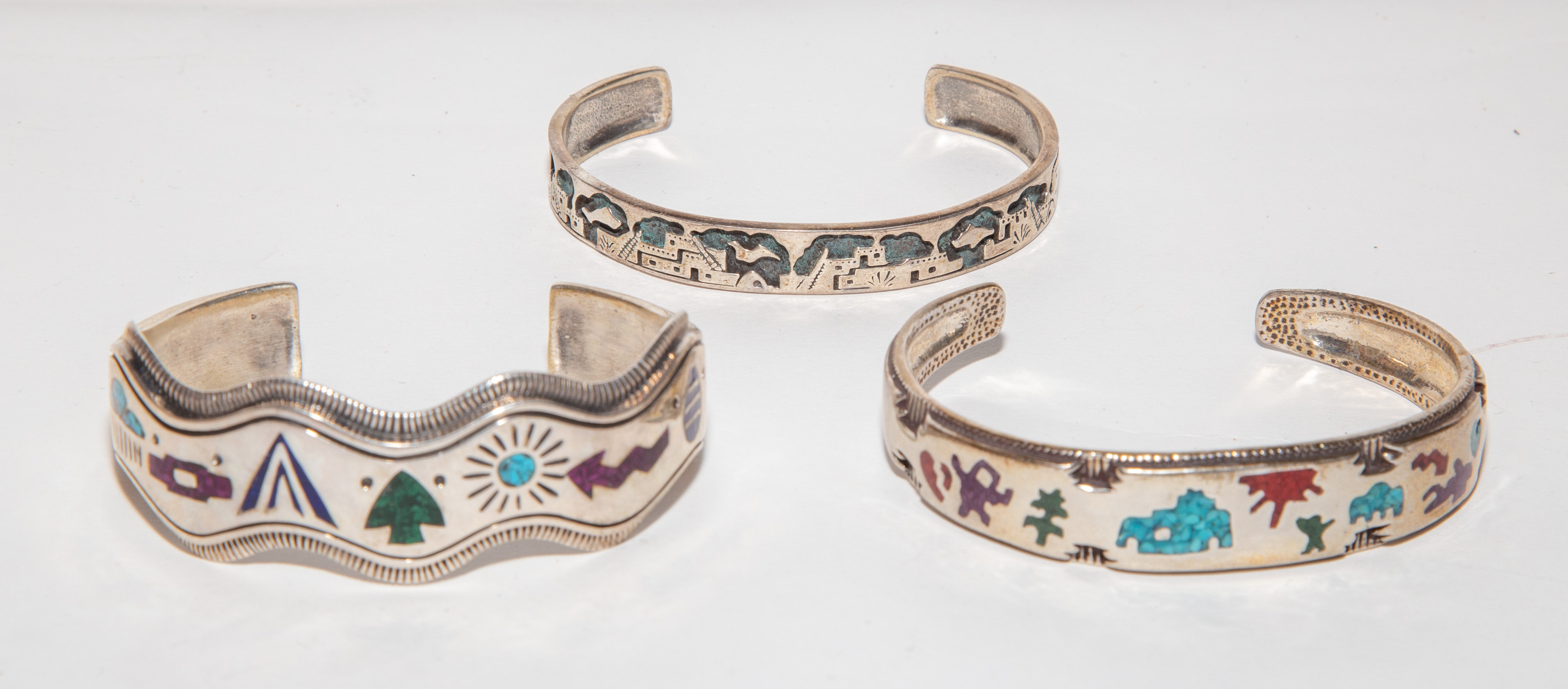 THREE NATIVE AMERICAN STERLING