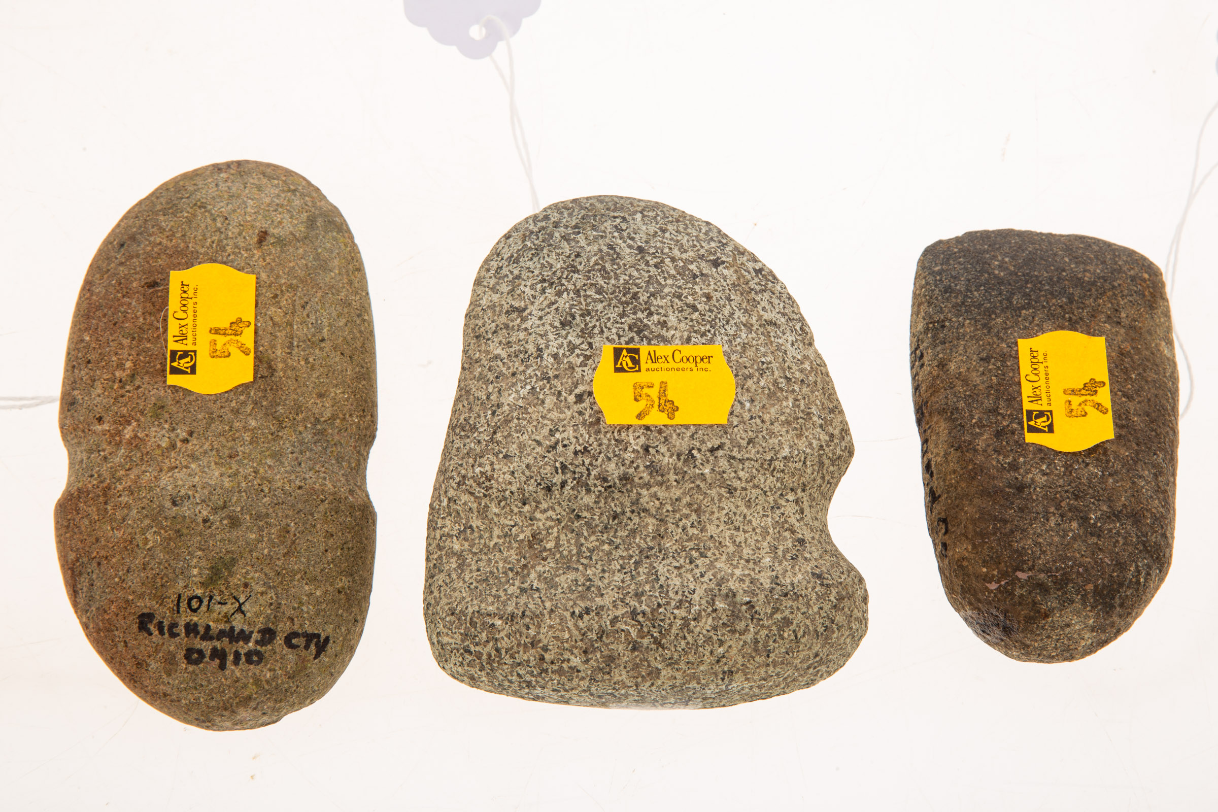 THREE NATIVE AMERICAN STONE AXE