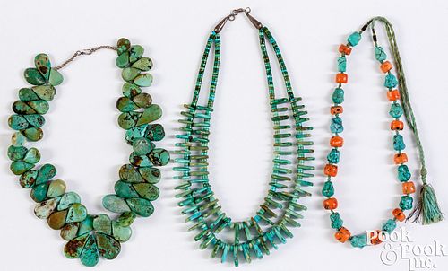 THREE NAVAJO INDIAN TURQUOISE