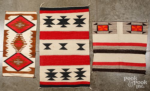 THREE NAVAJO INDIAN WOVEN RUGSThree