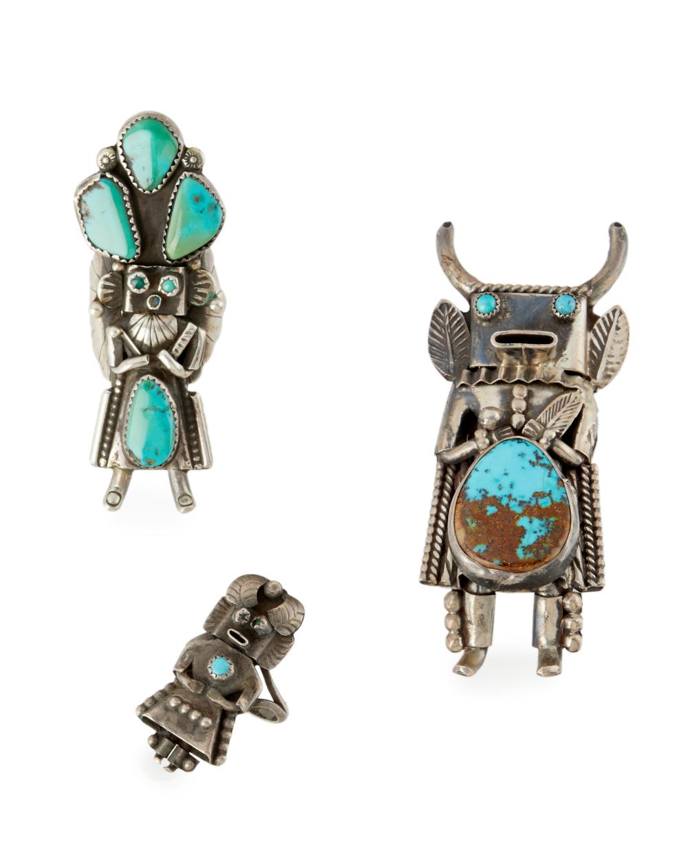 THREE NAVAJO KACHINA JEWELRY