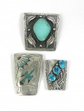 THREE NAVAJO TURQUOISE AND STE
