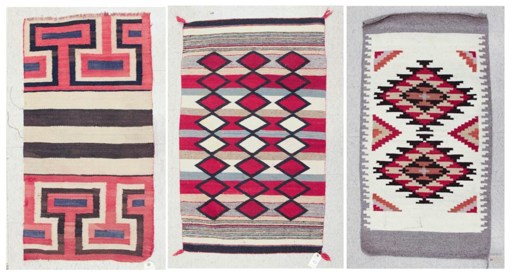 THREE NAVAJO WEAVINGS: 1) 3-PANEL