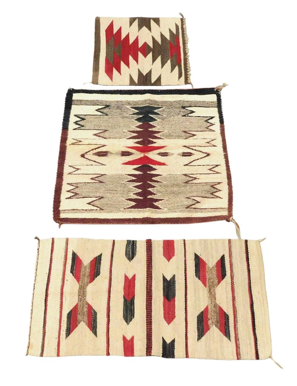 THREE NAVAJO WEAVINGS, 20TH C.,