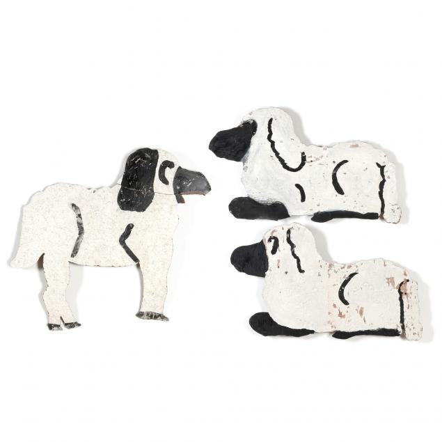 THREE NC FOLK ART SHEEP Mid-20th