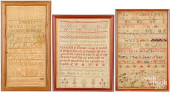 THREE NEEDLEWORK SAMPLERS<br>T