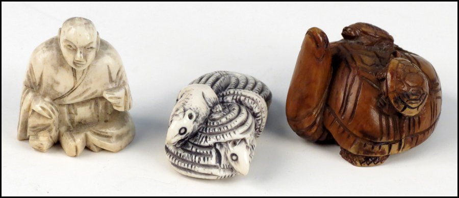 THREE NETSUKE. Condition: No