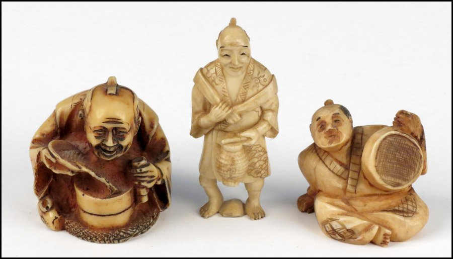 THREE NETSUKE. Condition: No