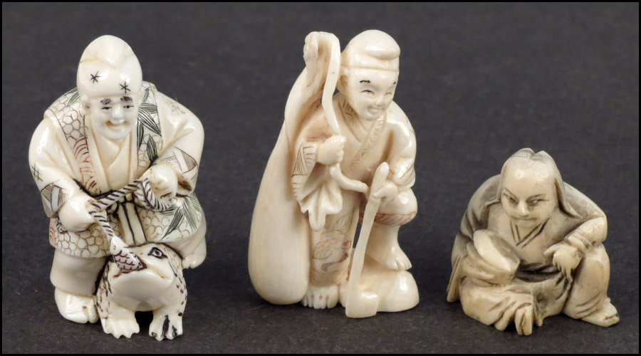 THREE NETSUKE. Condition: No