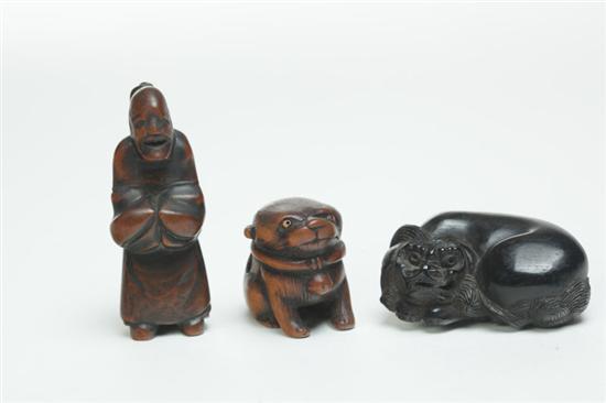 THREE NETSUKES.  Japan  late