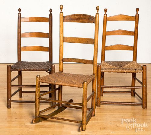 THREE NEW JERSEY LADDERBACK CHAIRS,