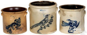 THREE NEW YORK STONEWARE CROCK