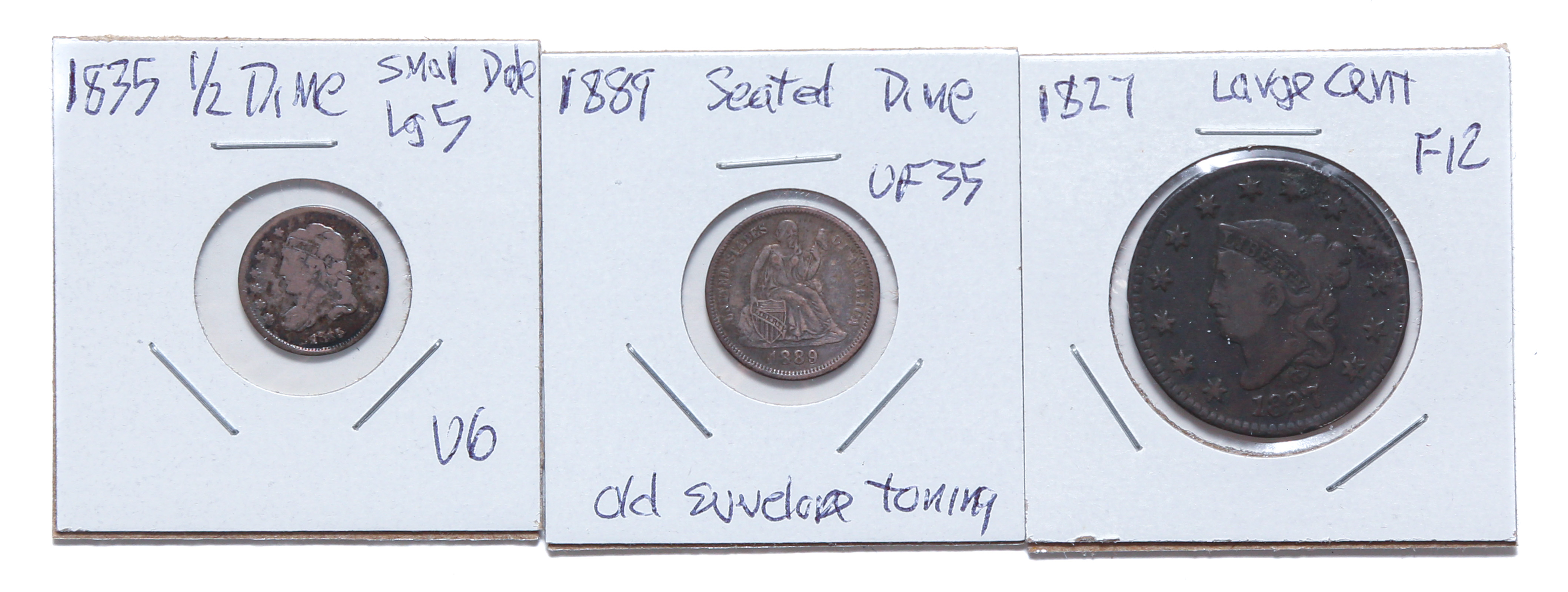 THREE NICE TYPE COINS 1827 Large