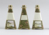 THREE NIPPON PORCELAIN CANDLES