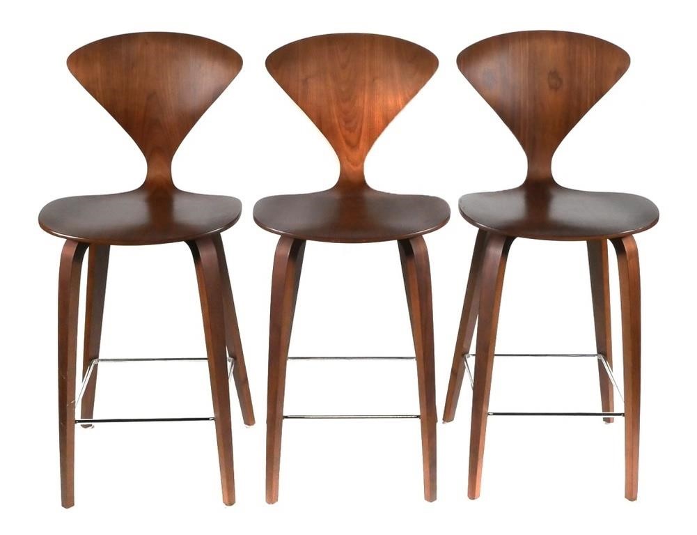 THREE NORMAN CHERNER BARSTOOLS,