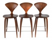 THREE NORMAN CHERNER BARSTOOLS