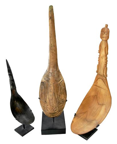 THREE NORTHWEST COAST CARVED HORN