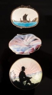 Three Norwegian guilloché enam