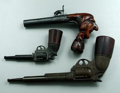 Three novelty pipes: two with