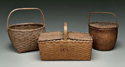 Three oak, maple split baskets: one