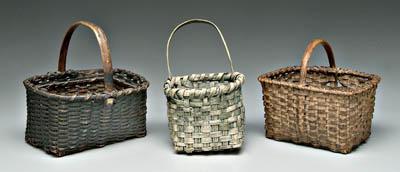 Three oak split baskets: one