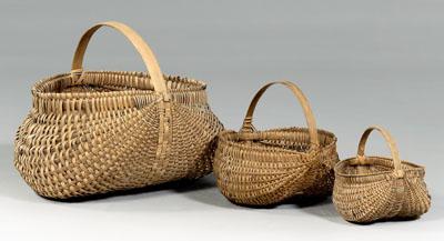 Three oak split egg baskets: