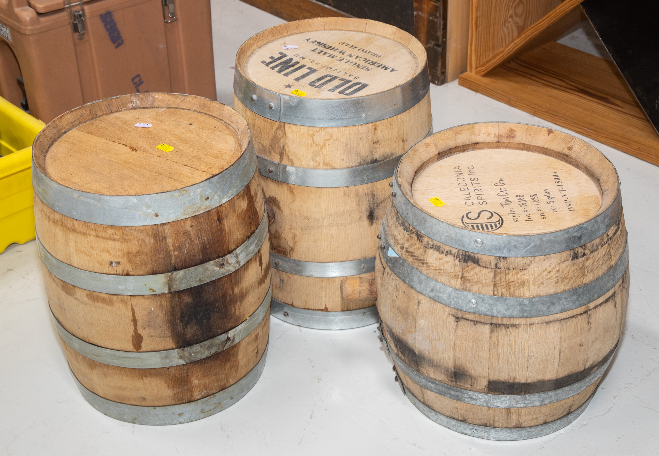 THREE OAK WHISKEY BARRELS Each