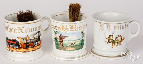 THREE OCCUPATIONAL SHAVING MUGS,