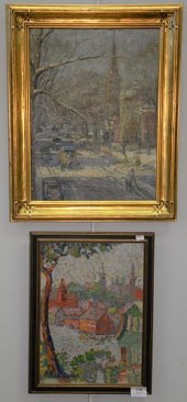 THREE OIL ON BOARD PAINTINGS T
