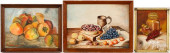 THREE OIL ON BOARD STILL LIFES