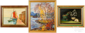 THREE OIL ON BOARD WORKS<br>Th
