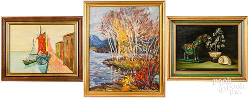 THREE OIL ON BOARD WORKSThree oil