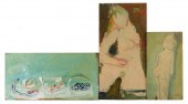 THREE OIL ON MASONITE BOARDS B