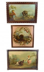 THREE OIL PAINTINGS ENSUITE: G