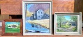 Three oils on paper board by A