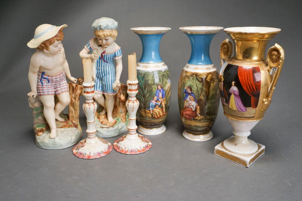 THREE OLD PARIS PORCELAIN VASES