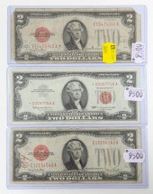 THREE OLDER $2 BILLS, ONE BEIN