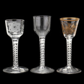 THREE OPAQUE TWIST CORDIALS<br