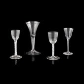THREE OPAQUE TWIST WINE GLASSE