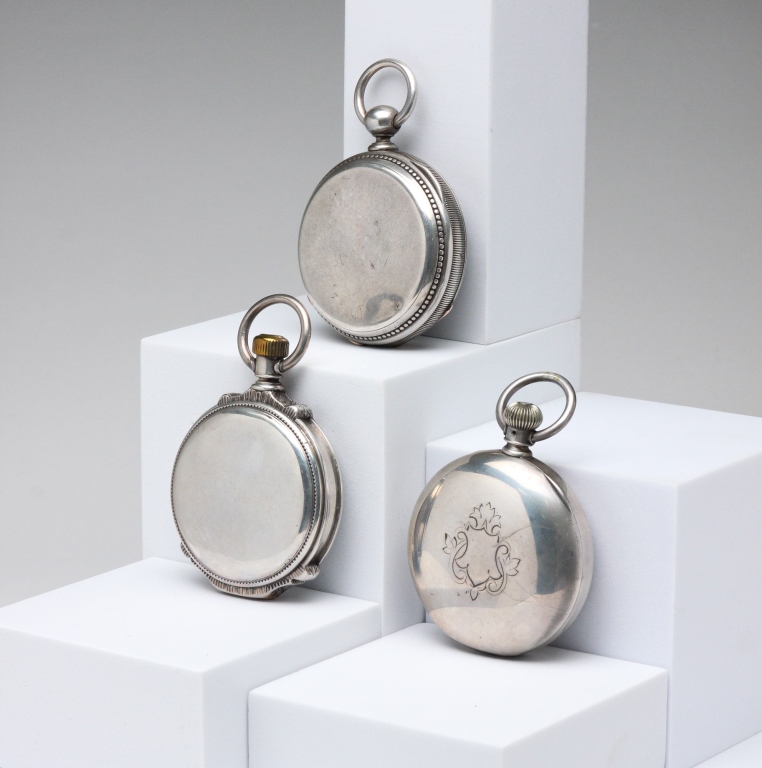 THREE OPEN FACE COIN SILVER