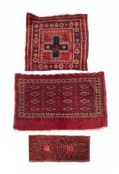 THREE ORIENTAL BAG FACES. Firs