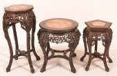 THREE ORIENTAL ROSEWOOD MARBLE