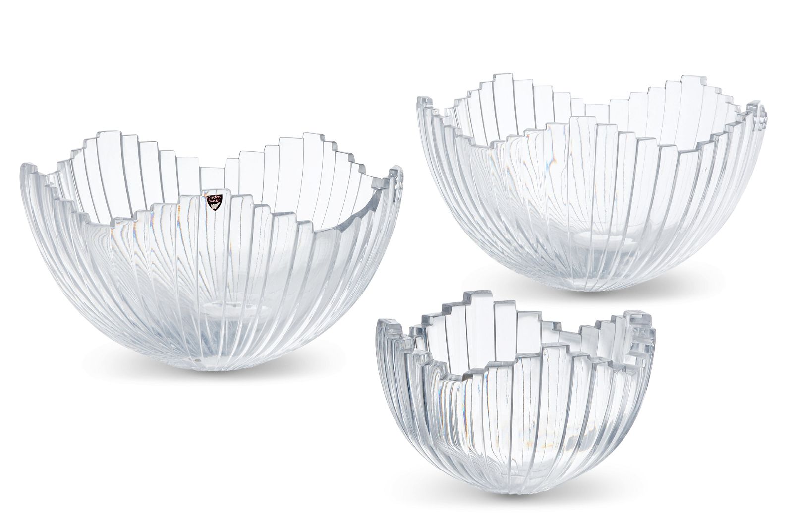 THREE ORREFORS GLASS 'CASCADE'