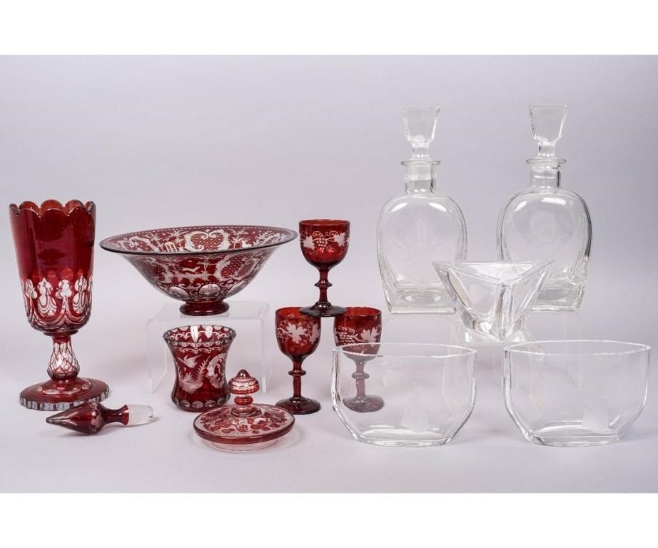 Three Orrefors vases/bowls;