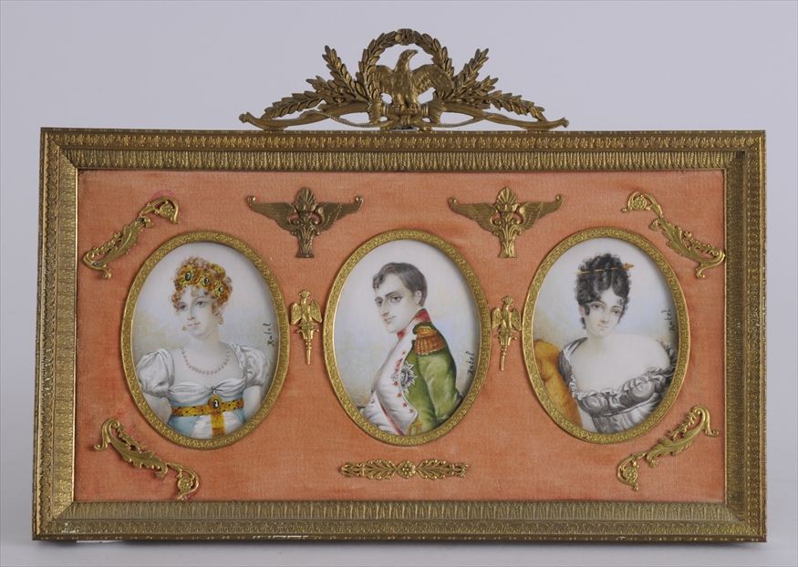 THREE OVAL PORTRAIT MINIATURES: