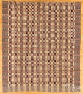 THREE OVERSHOT COVERLETS, 19TH