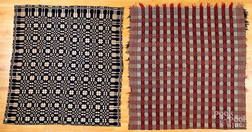 THREE OVERSHOT COVERLETS, CA.